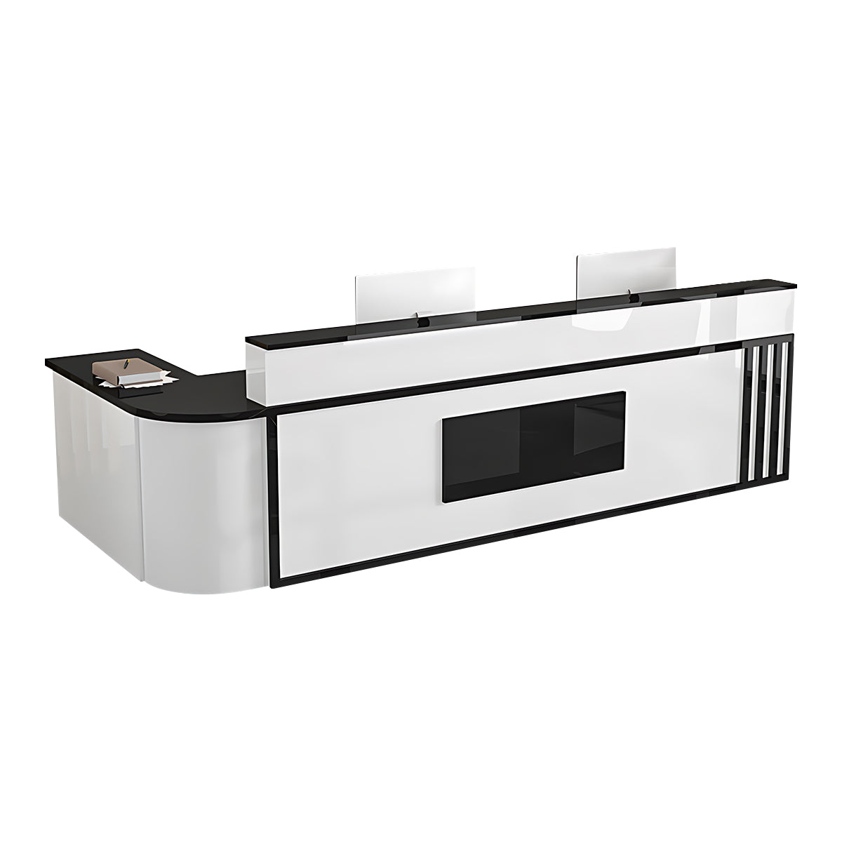 Modern Elegant Glossy Reception Desk with Corner Design