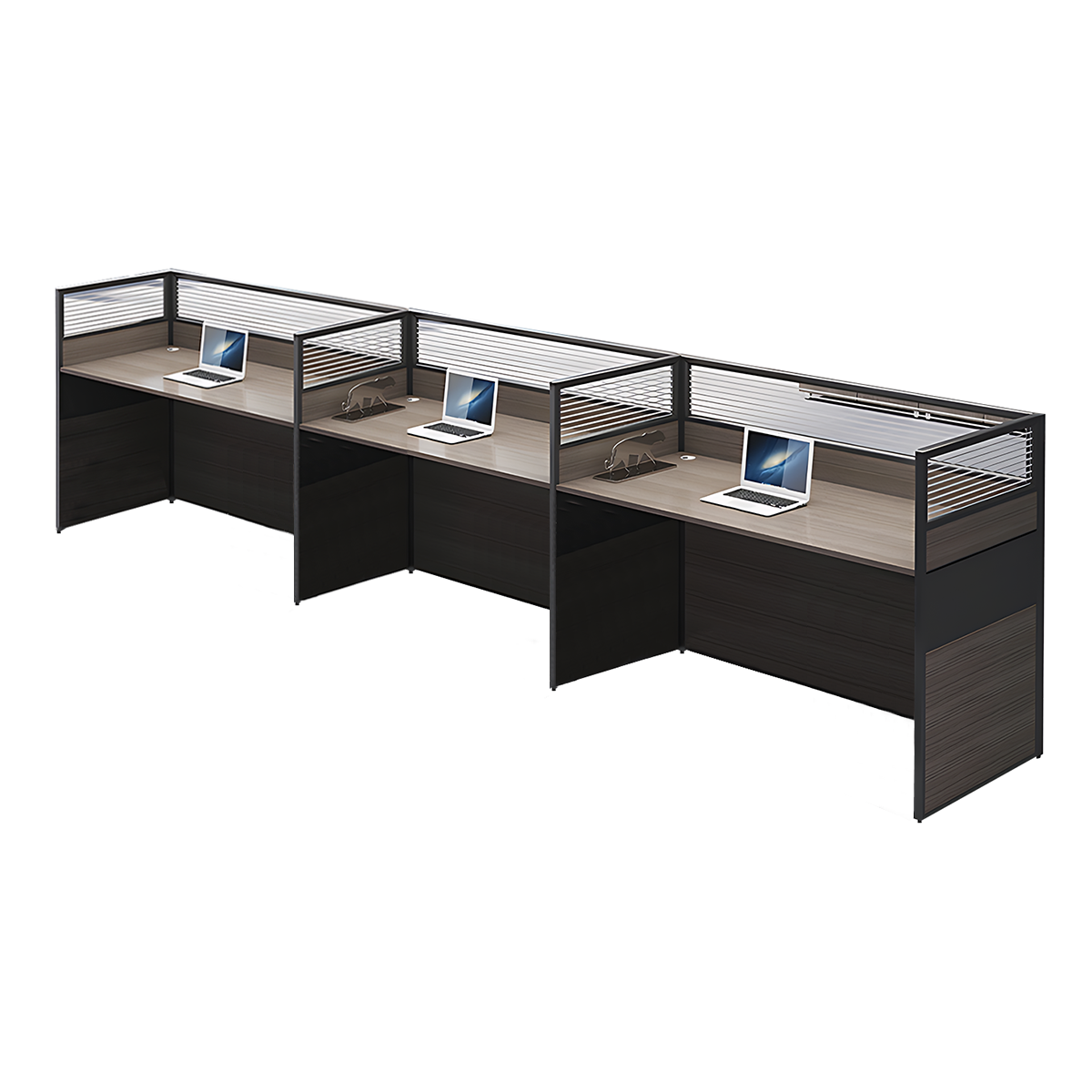 Minimalist Office Desk with Screen Partition, Four Seater