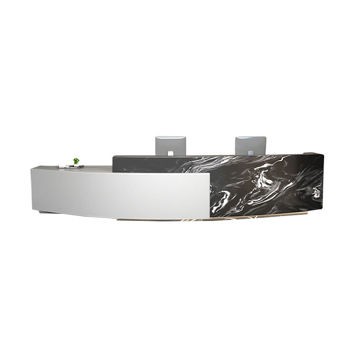 Reception Desk 47–157 in Wide with Ample Storage, Transaction Counter & Marble Top