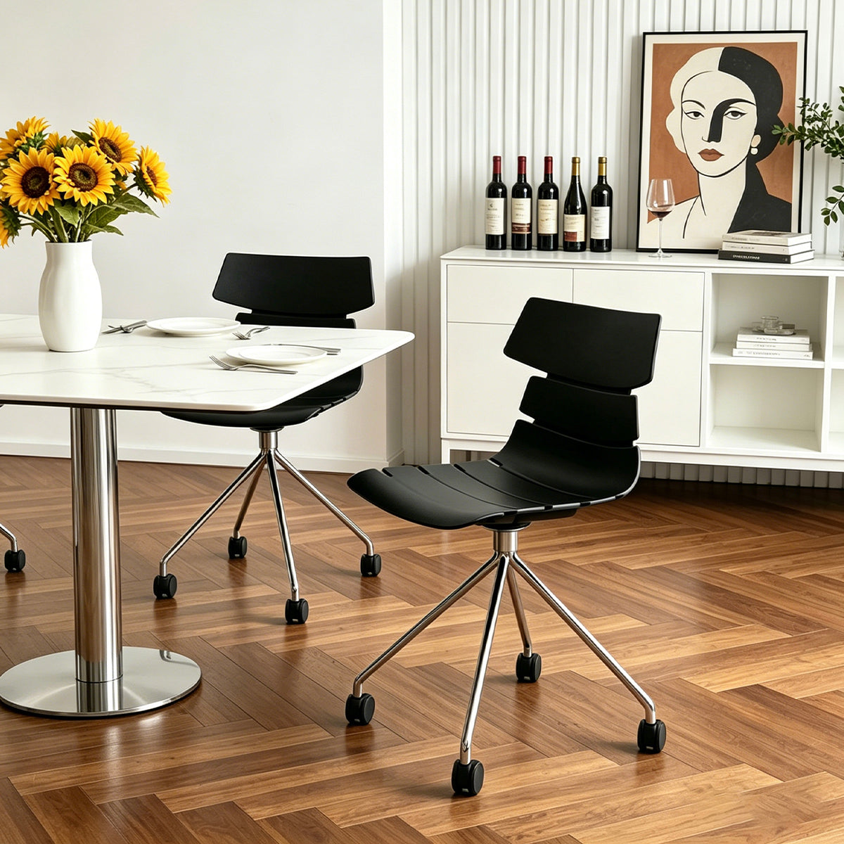 Minimalist Ergonomic Office Chair with Smooth-Rolling Casters & Supportive Backrest