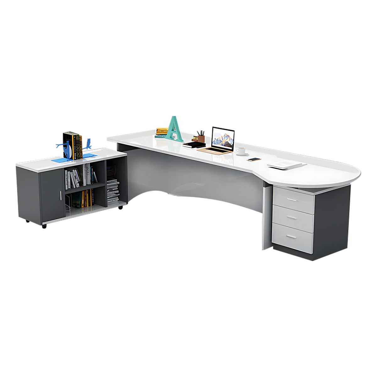 Executive desk with 3 Drawers and Rounded Corners Design