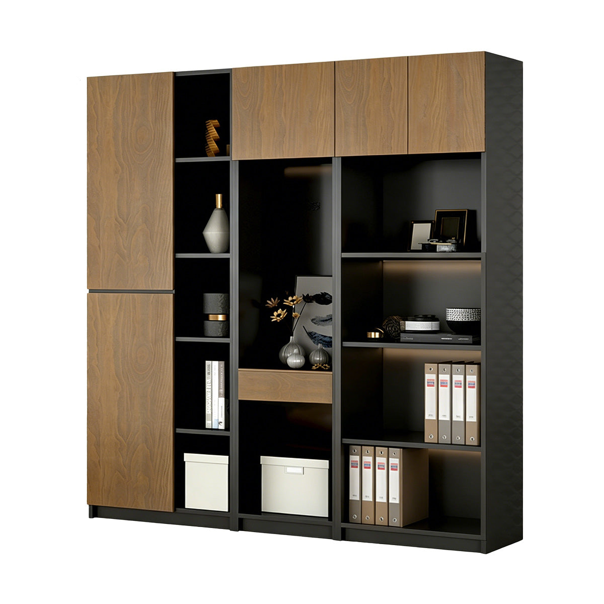 Storage Cabinet, Pine L79" × W14" × H79" Double Cabinets, Solid Wood Storage Cabinet With Multi-Zone Storage & Refined Design finish, for office...