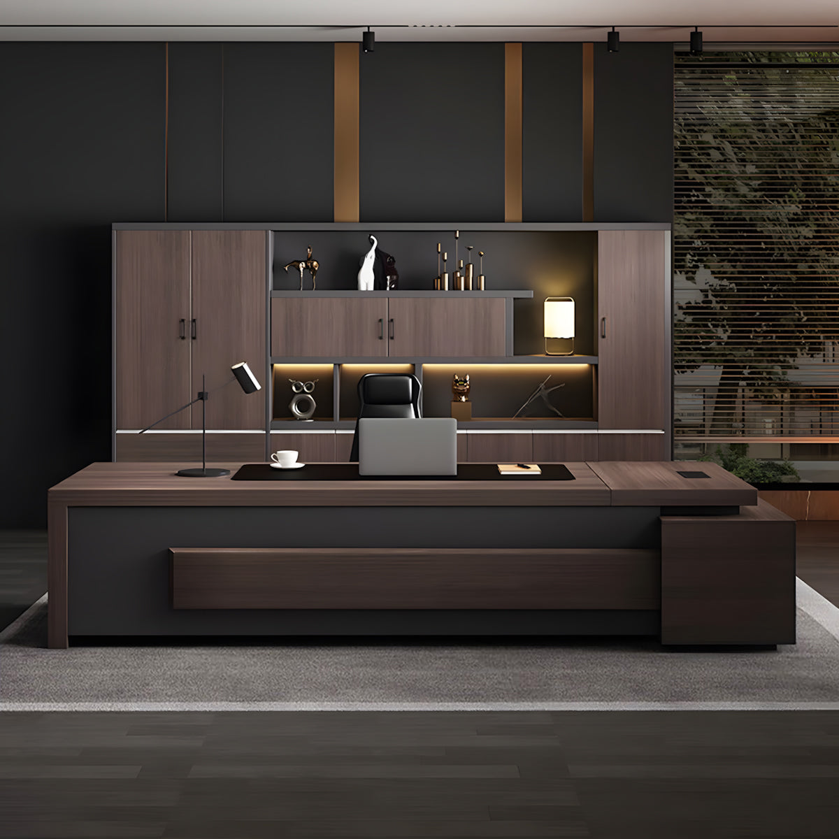 Modern Executive Office Desk with Side Storage & Cable Management for Office（Stock Items）