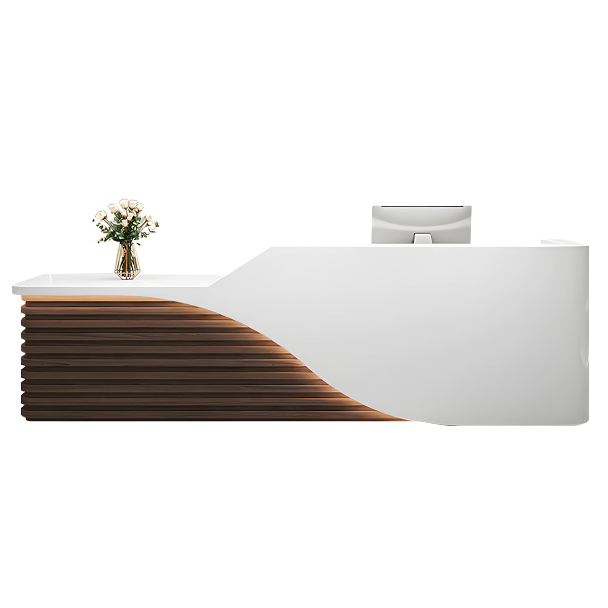 Alt Reception Modern Reception Desk 47–134 in Wide with File Drawers, Transaction ...