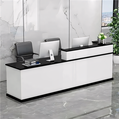 Minimalist Modern Functional Reception Desk with Thick Tabletop（Stock Items）