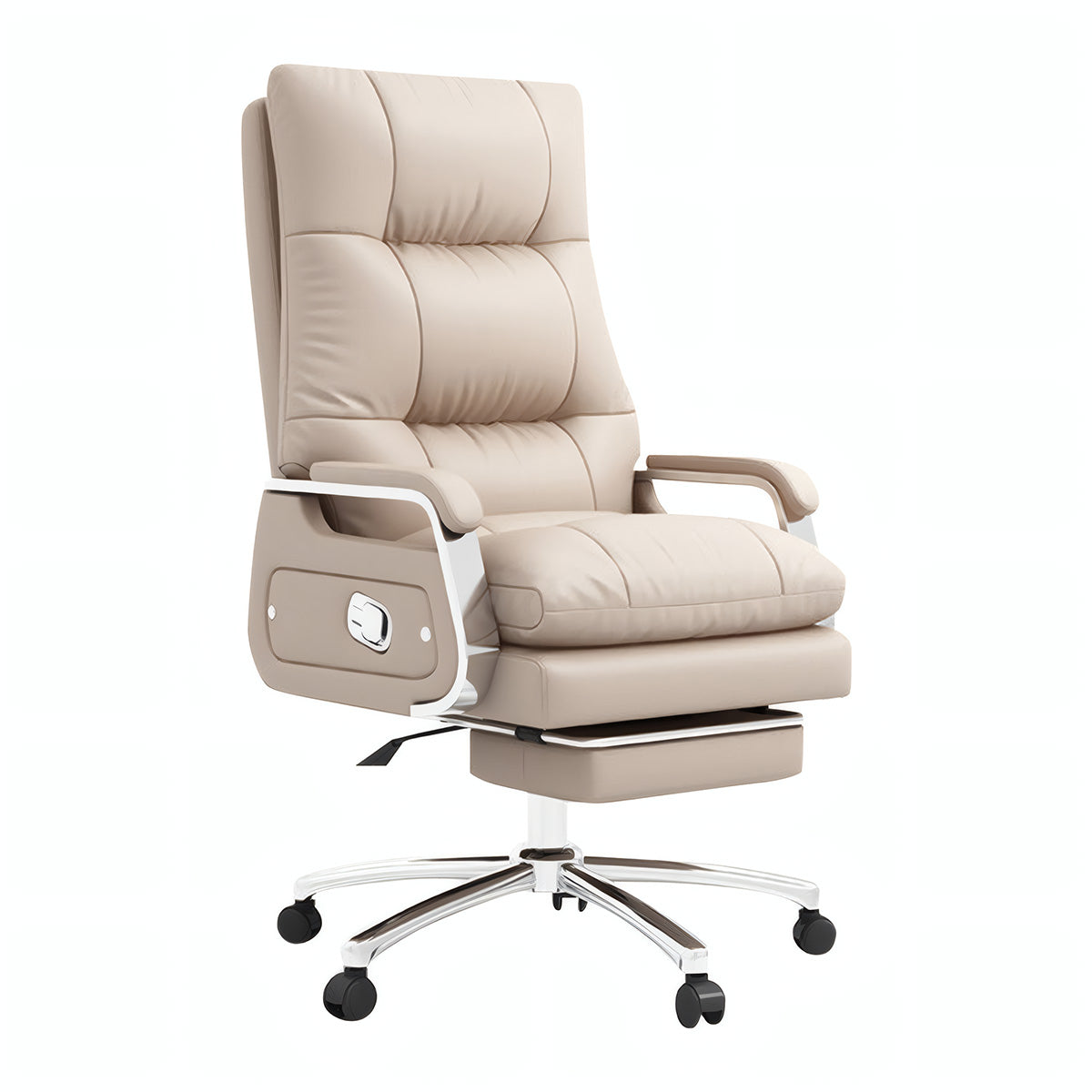 Executive Chair-1, Off-White With Microfiber & Top-Grain Leather, Off-White finish, L28" x W28" x H47", for office workstation, ergonomic office furniture