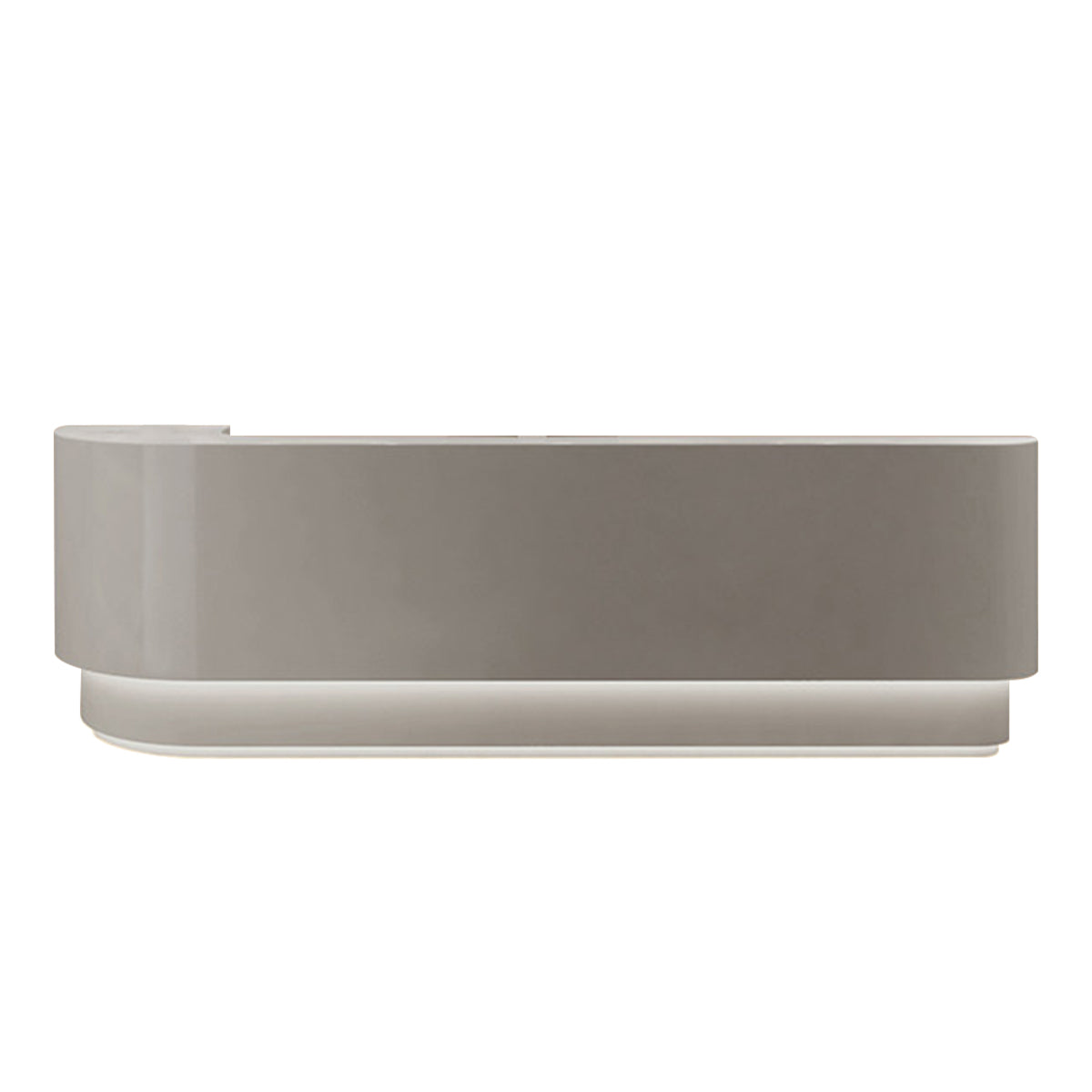 Modern Curved Reception Desk with LED Lighting, Locking Drawers, and Privacy Panel