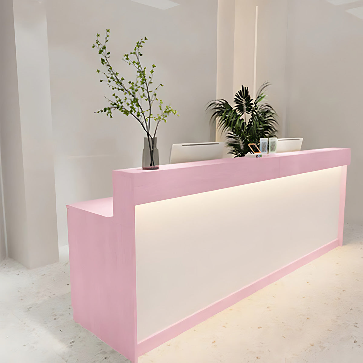 Reception Desk with Light Counter Table with Keyboard Tray and Draw（East Coast）