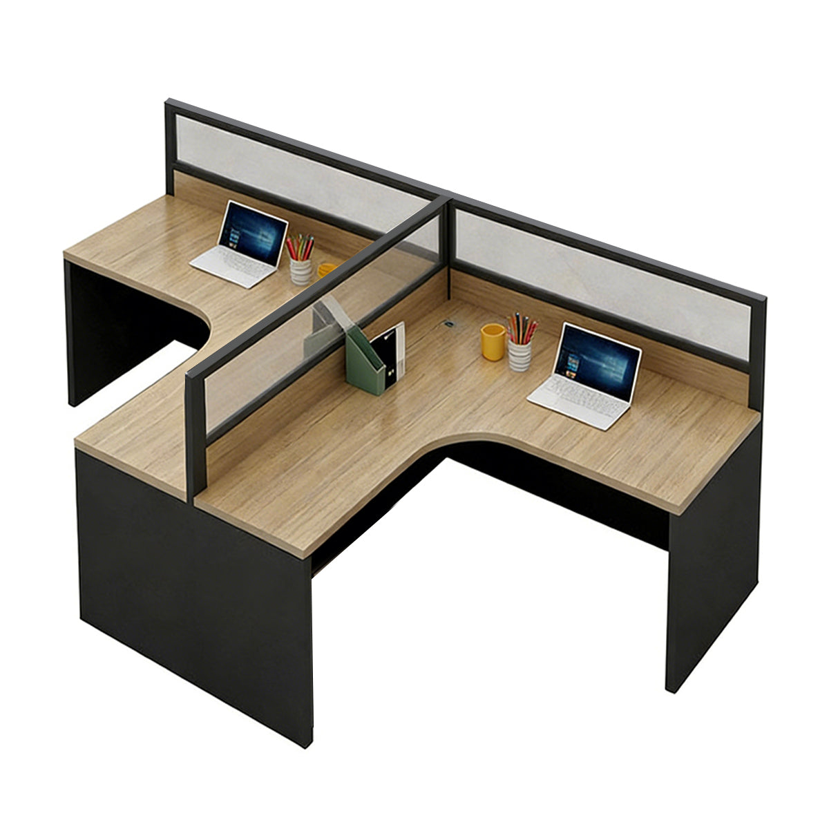 Modern Minimalist Office Desk – Two-Tone Office Workstation with Cable Management