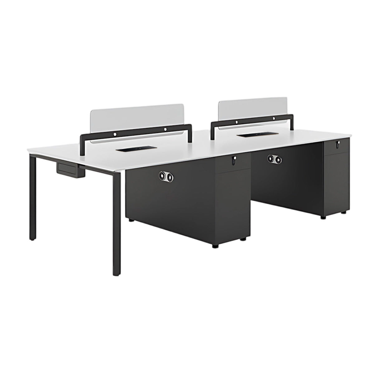 4-Person Open Plan Office Desk with Privacy Panels and Storage Pedestals