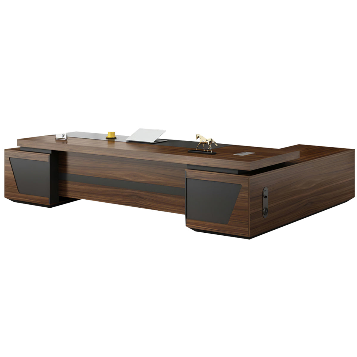 L-Shaped executive desk in brown color option