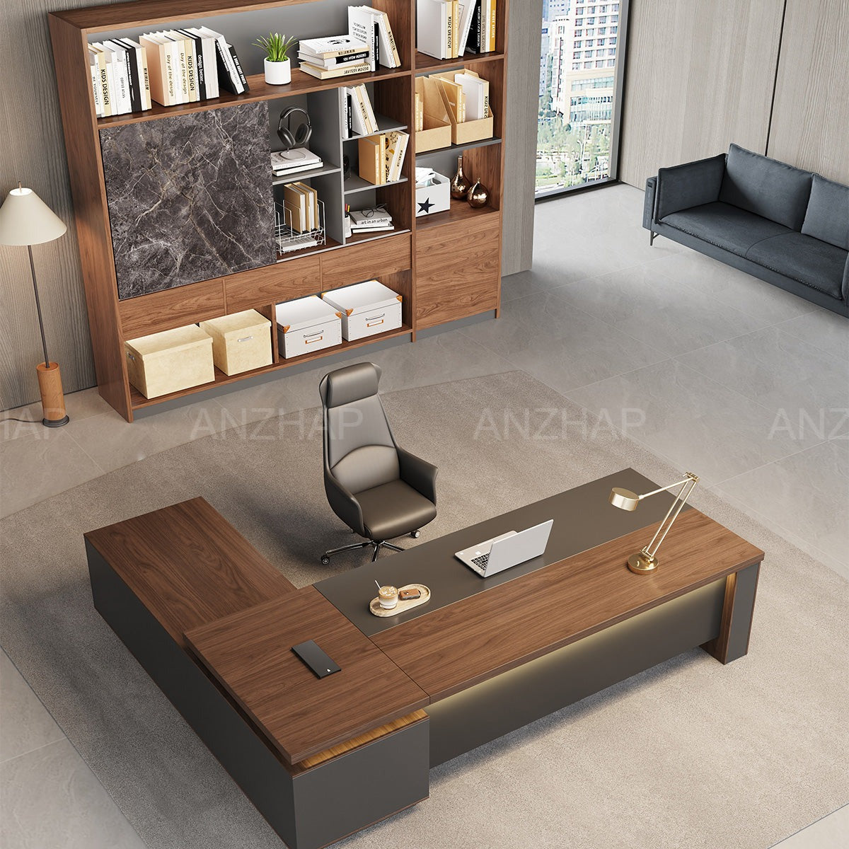 Timeless L-shaped Executive Desk with Spacious Legroom（Stock Items）