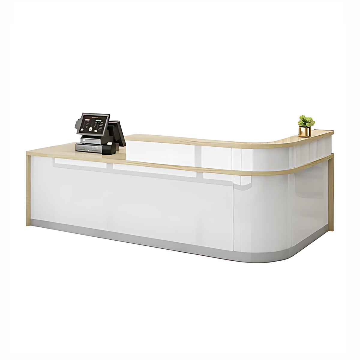 Rectangular Laminate Reception Desk with Filing Cabinet