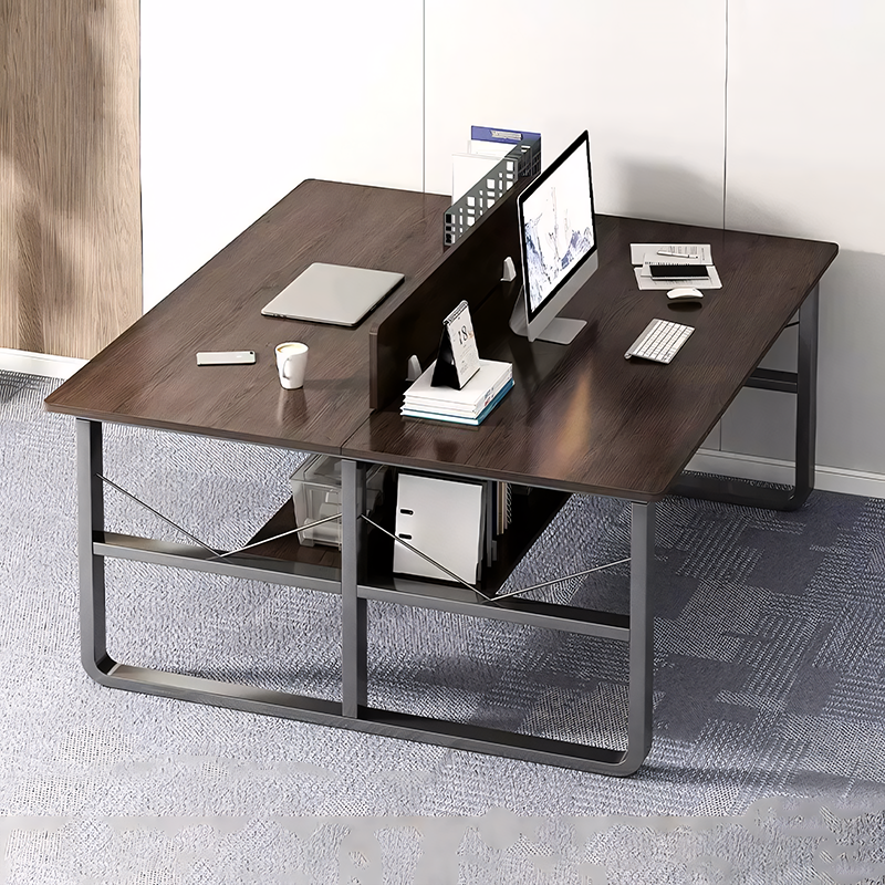 Simple  Office Desk with Partition for Staff, Freely Customizable, U Shaped Bracket