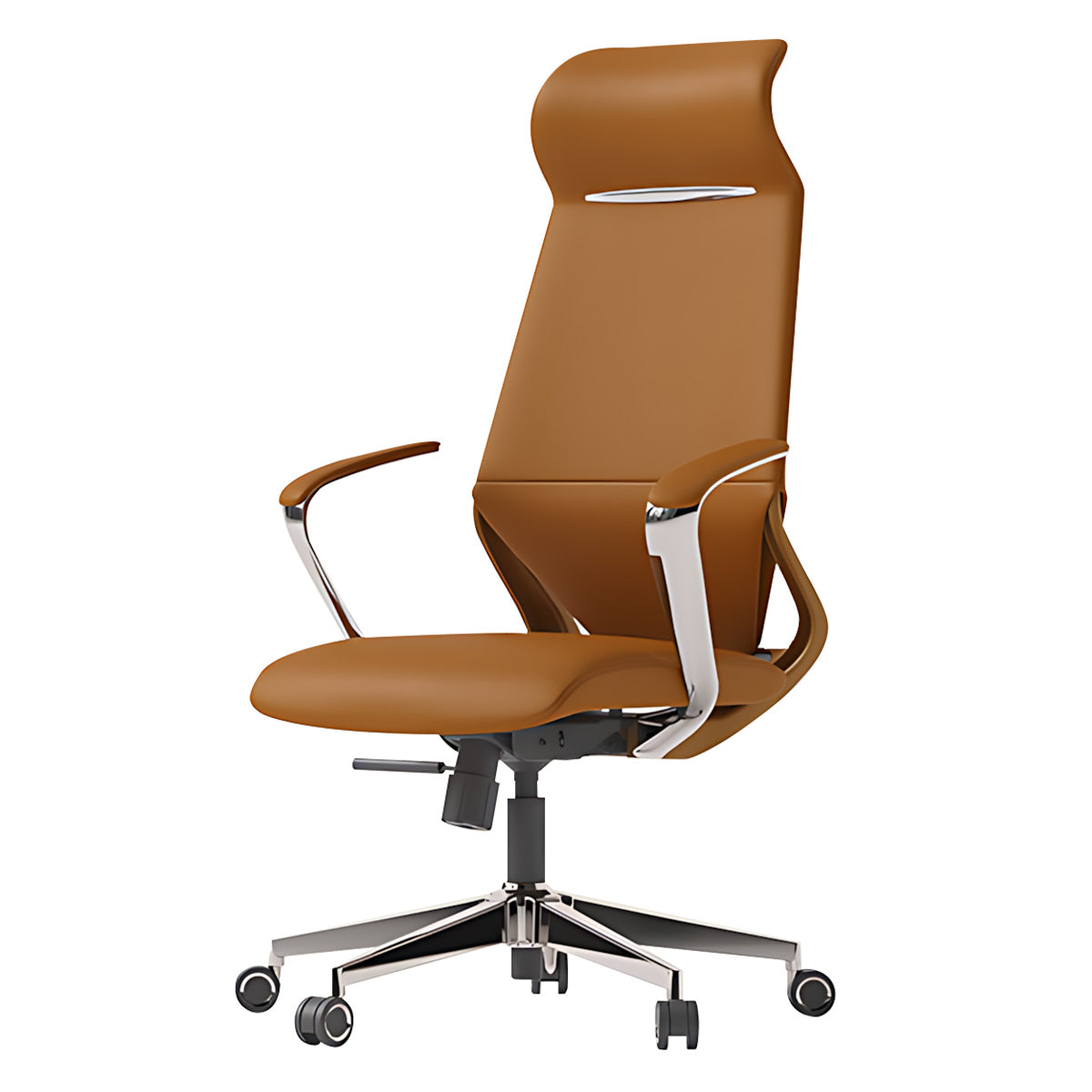 Minimalist Multifunctional Leather Office Chair with Lumbar Support