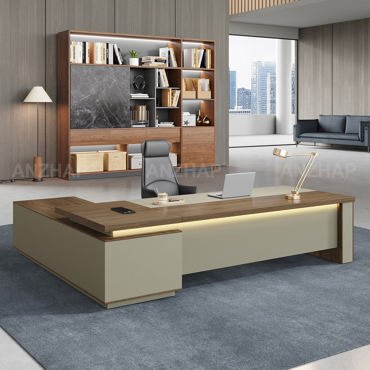 Timeless L-shaped Executive Desk with Spacious Legroom