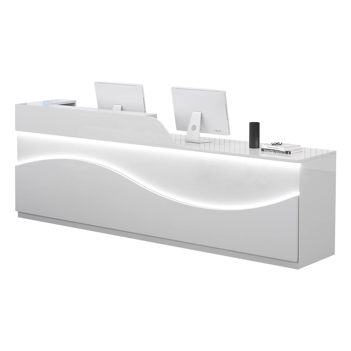 Modern High-Quality Reception Desk with Curved LED Light Design（Stock Items）