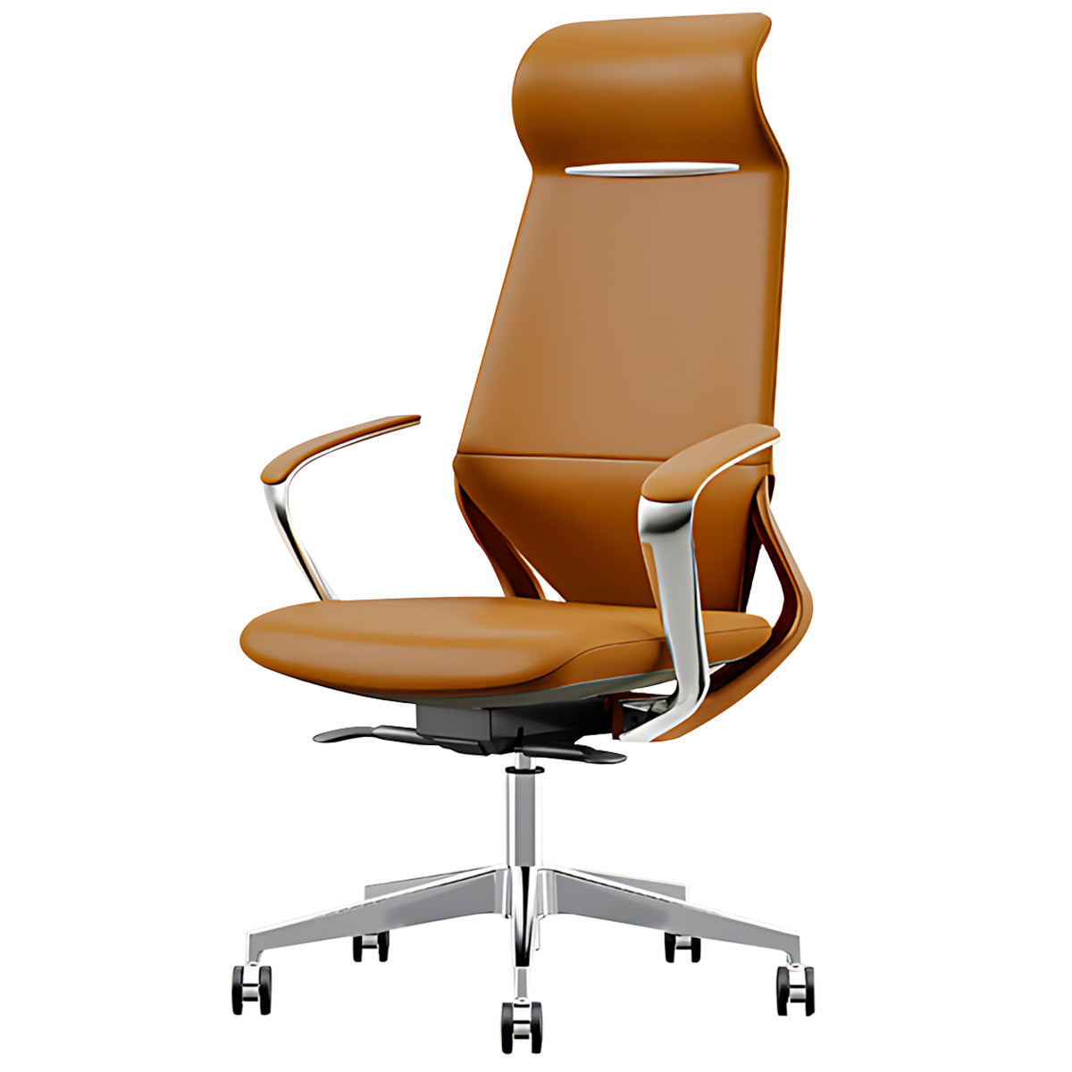 Minimalist Multifunctional Leather Office Chair with Lumbar Support