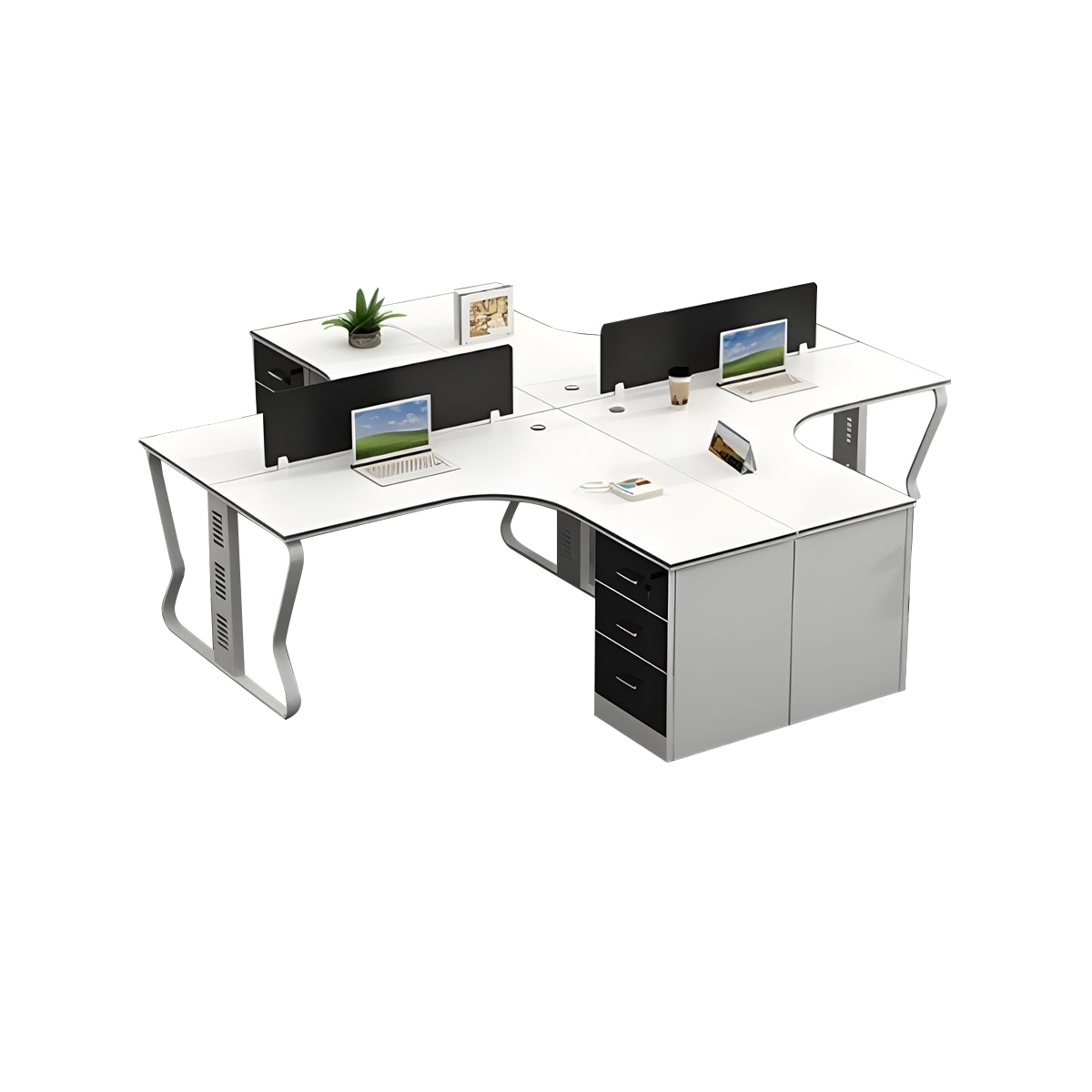 Employee Desk Minimalist Melamine Top Scratch Resistant Steel Legs