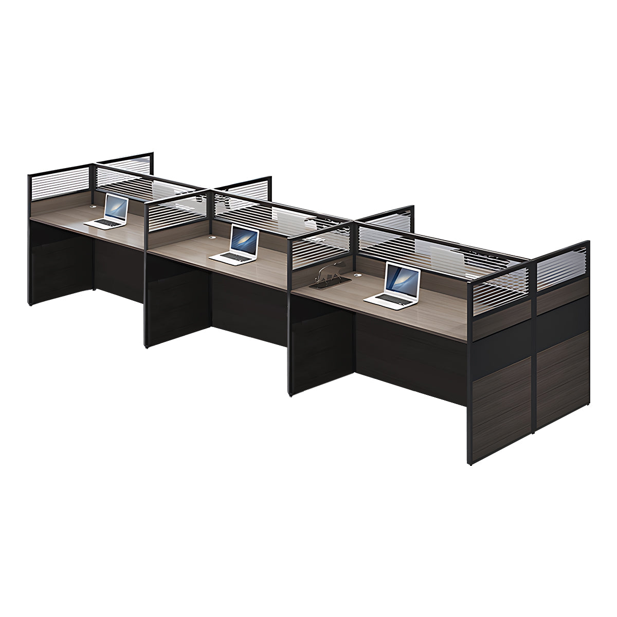 Minimalist Office Desk with Screen Partition, Four Seater