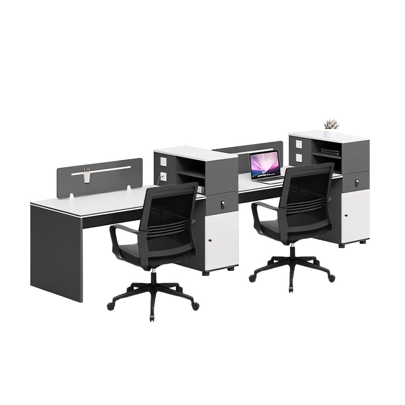 Simple and Stylish Staff Office Desk and Chair Set, Black and White