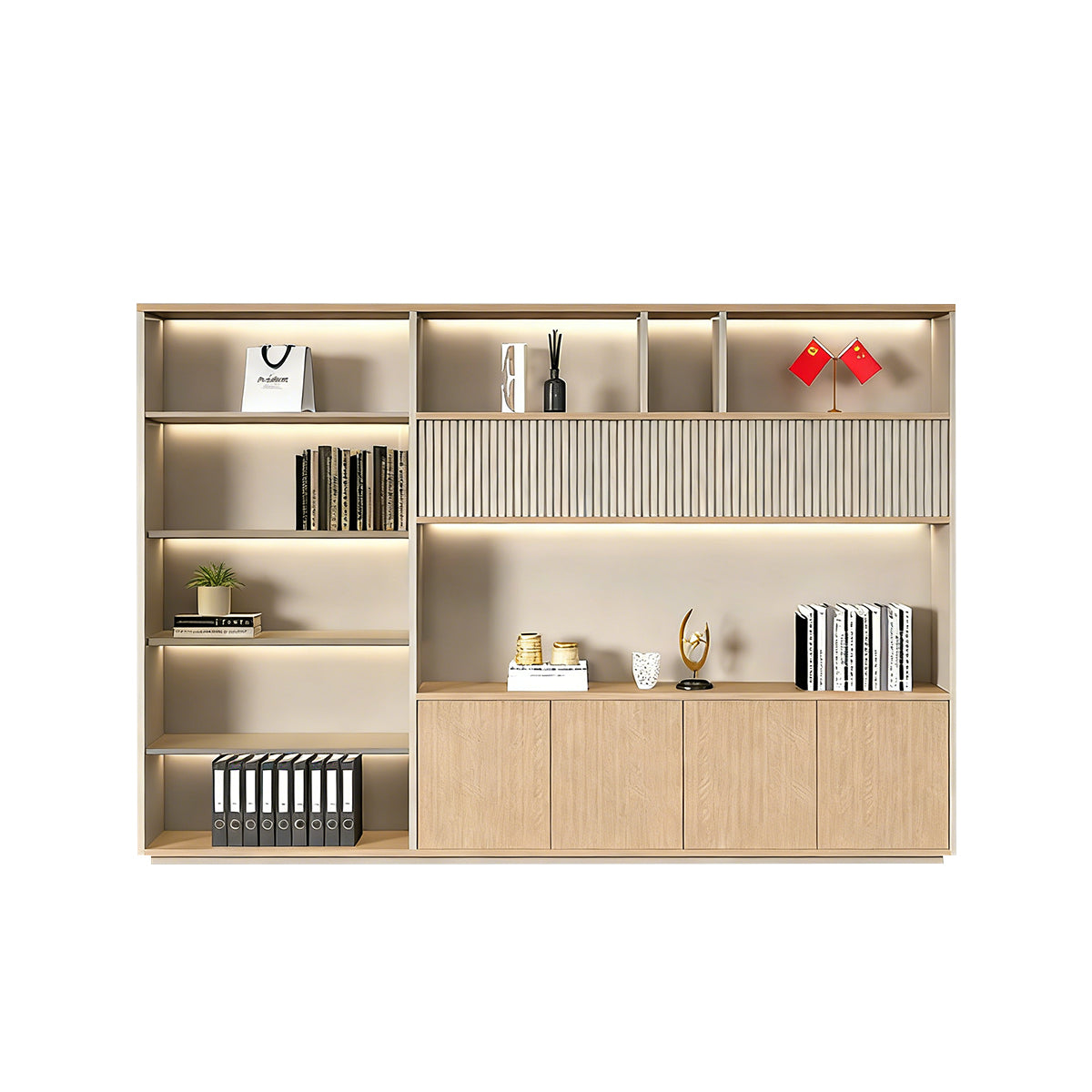 Sleek Storage Cabinet with LED Lighting for Organized Offices