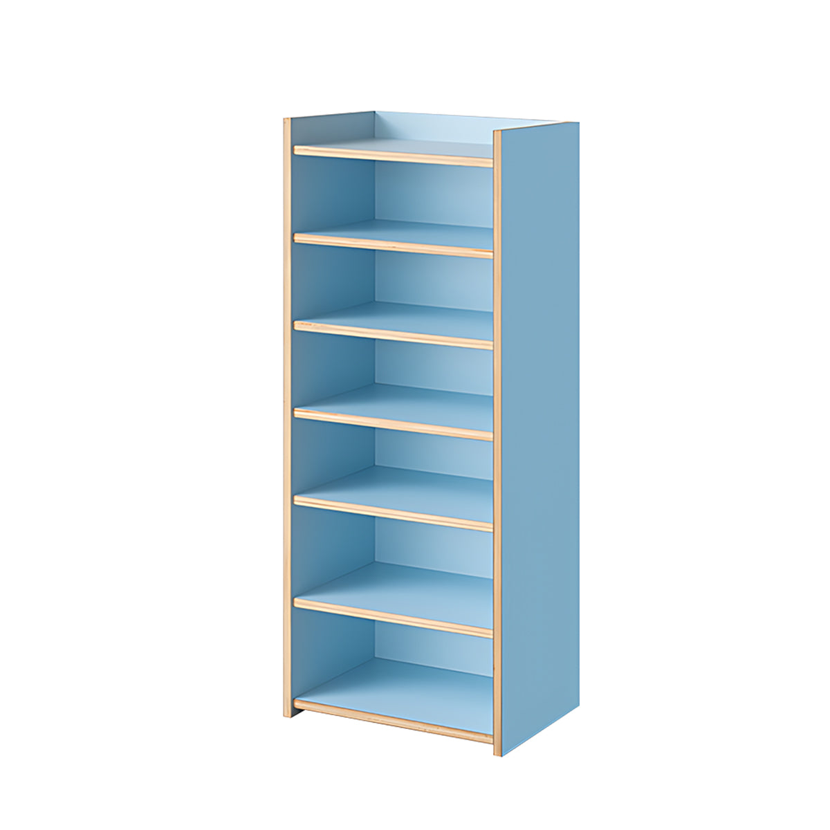 Minimalist Light Blue Birch Plywood Bookshelf with Modular Storage