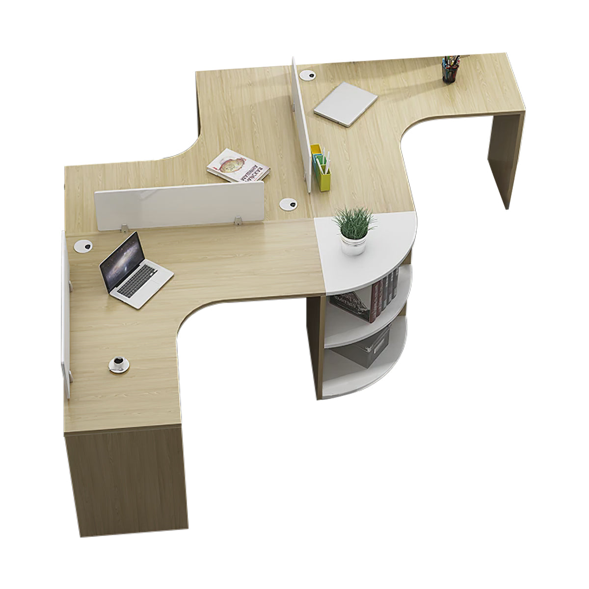 Modern Corner Shaped Employee Office Desk with Partition Panel