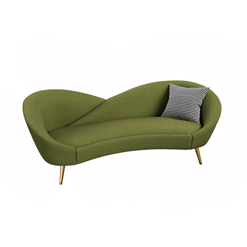 Creative Curved Fabric Small Sized Reclining Sofa for Two in Green