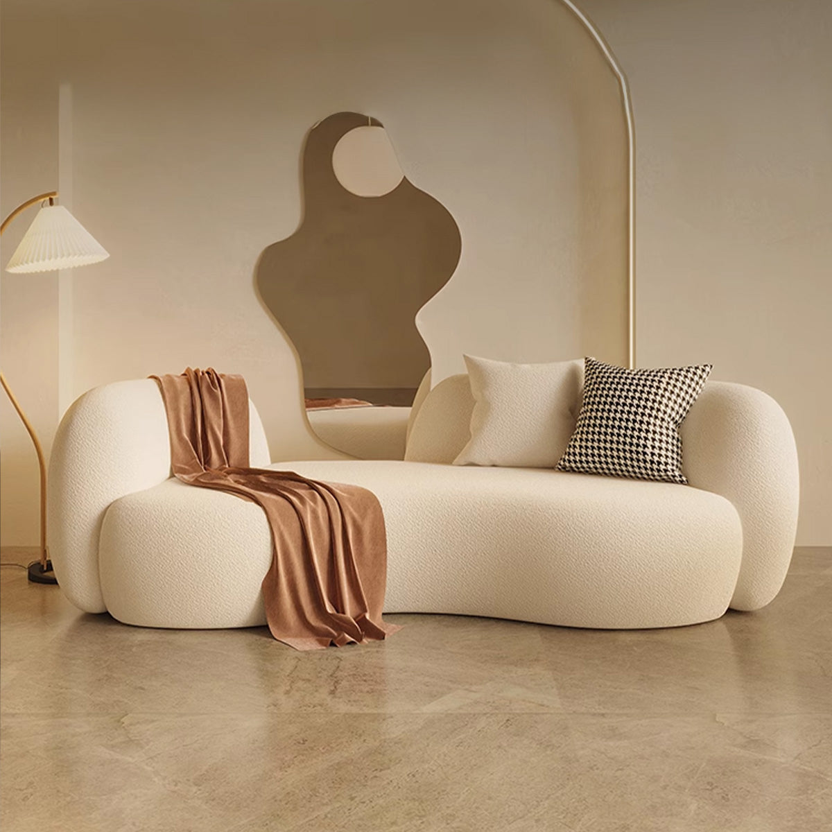 Modern Minimalist Upholstered Sofa with Rounded Corners