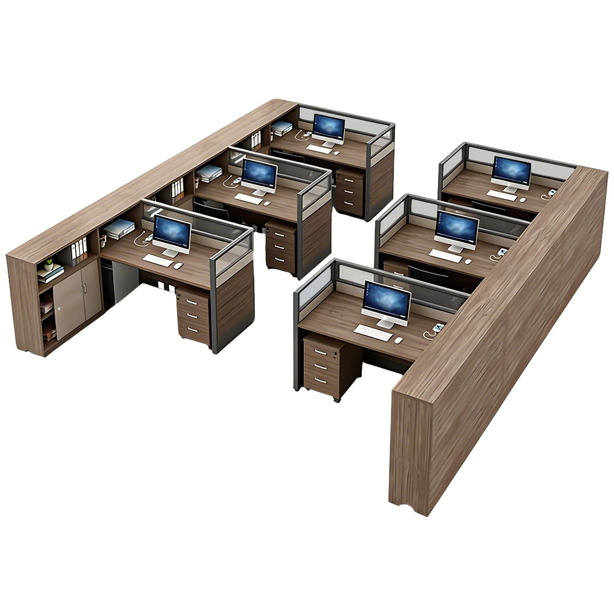 Stylish Low-Emission Office Desk with Privacy Screen for Cubicle Workspaces