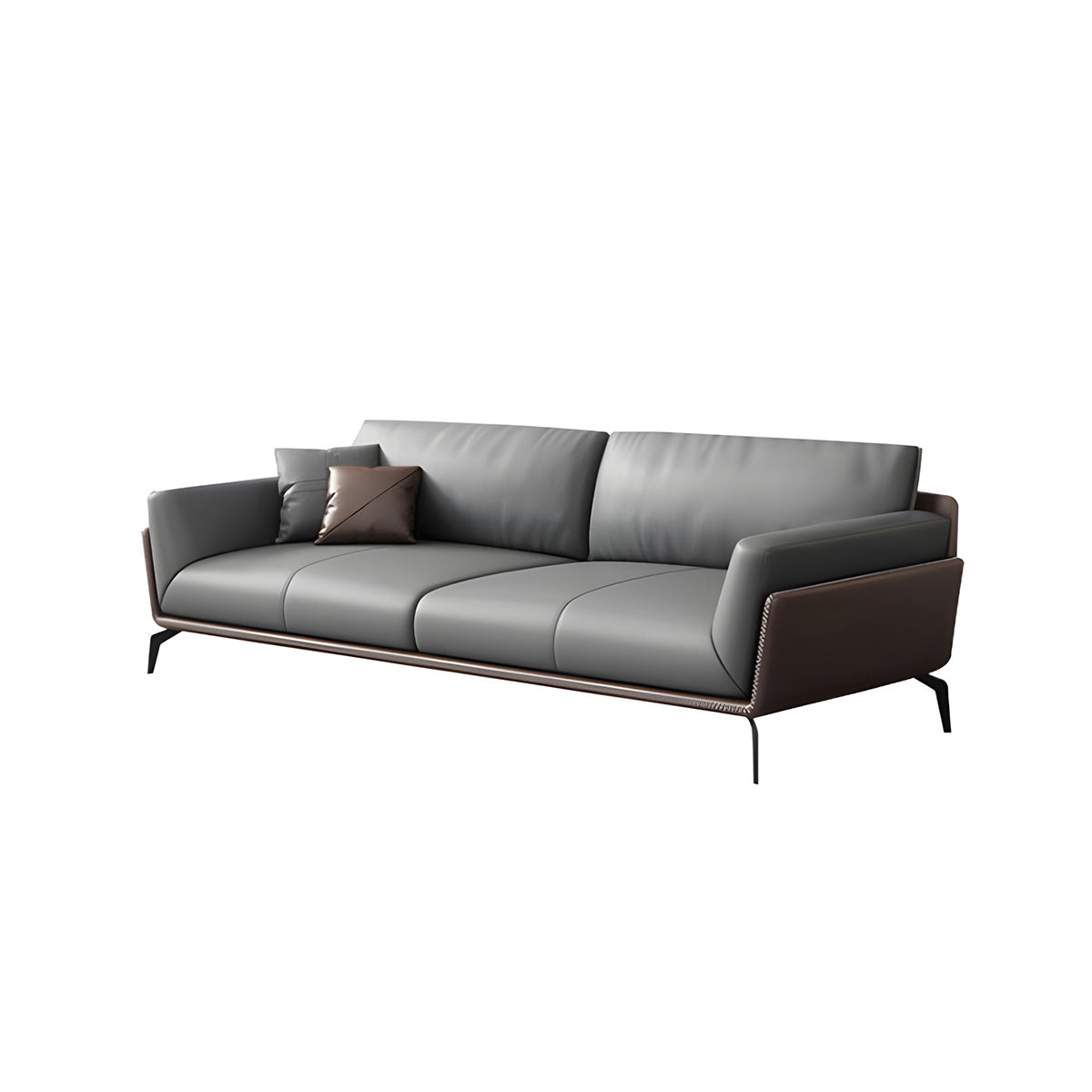 Simple Business Guest Office Leather Sofa, Gray, Three Seater