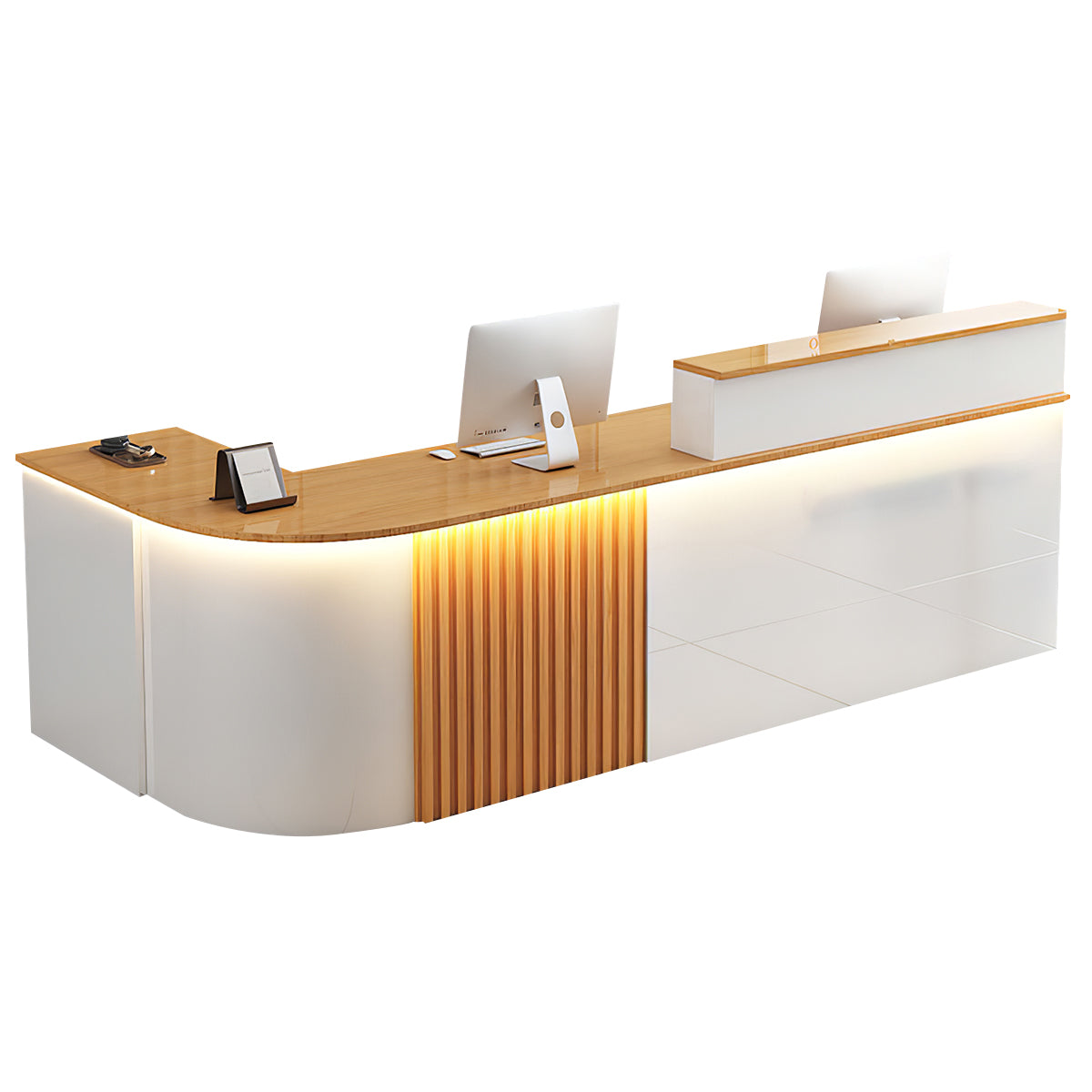 L-Shaped White Office Reception Desk and Store Counter