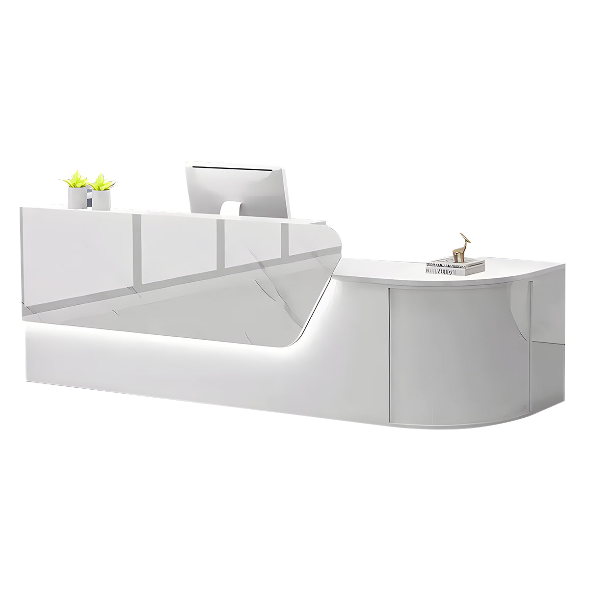 L-shaped Wooden Reception Desk with Lacquer Finish