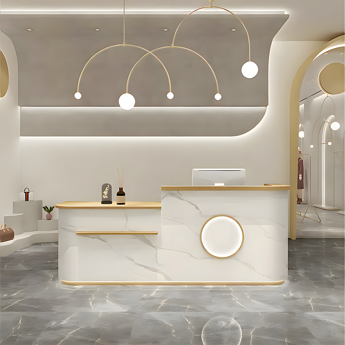 Curved Shop Checkout Reception Desk