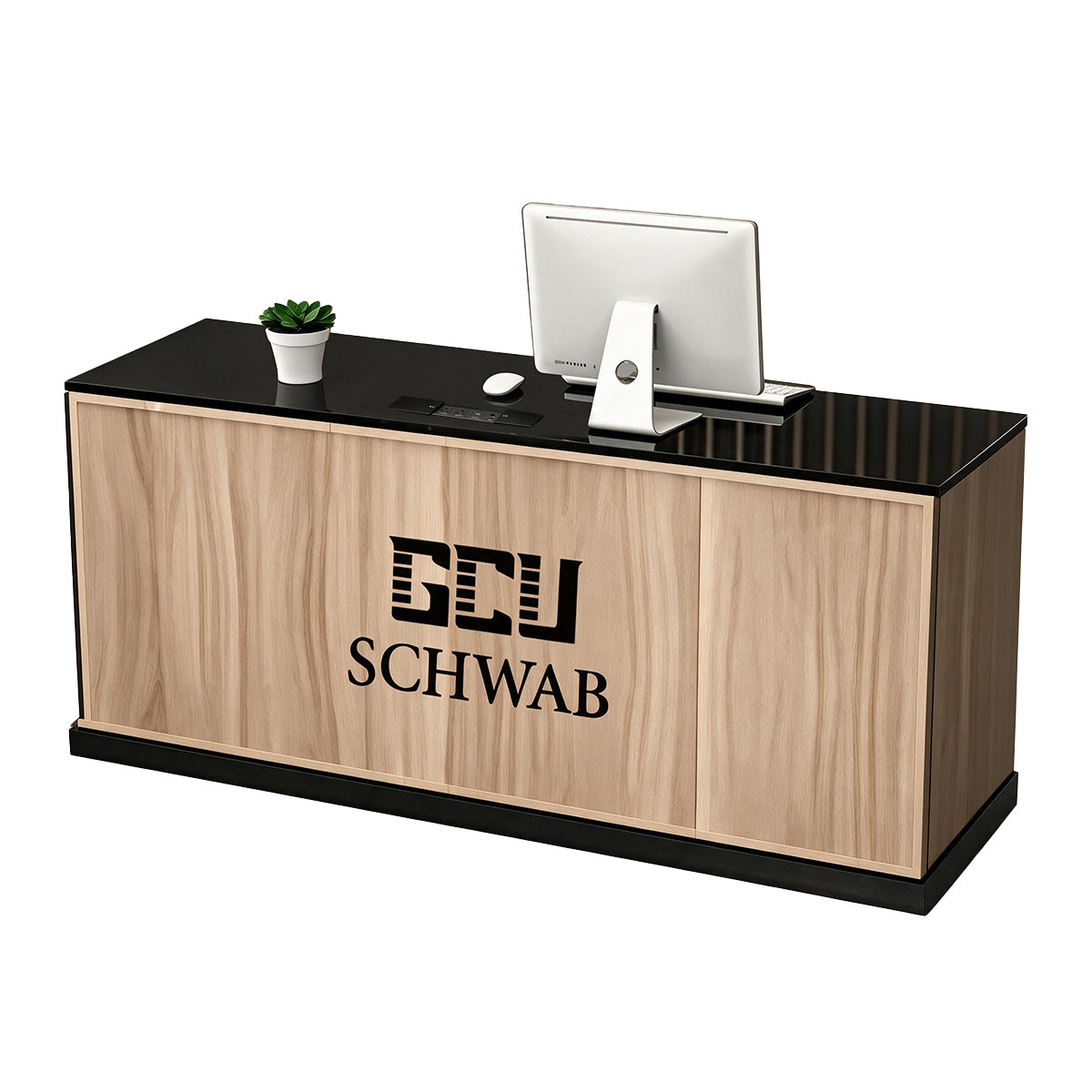 Reception Desk 63–134 in Wide with Ample Storage & Marble Top