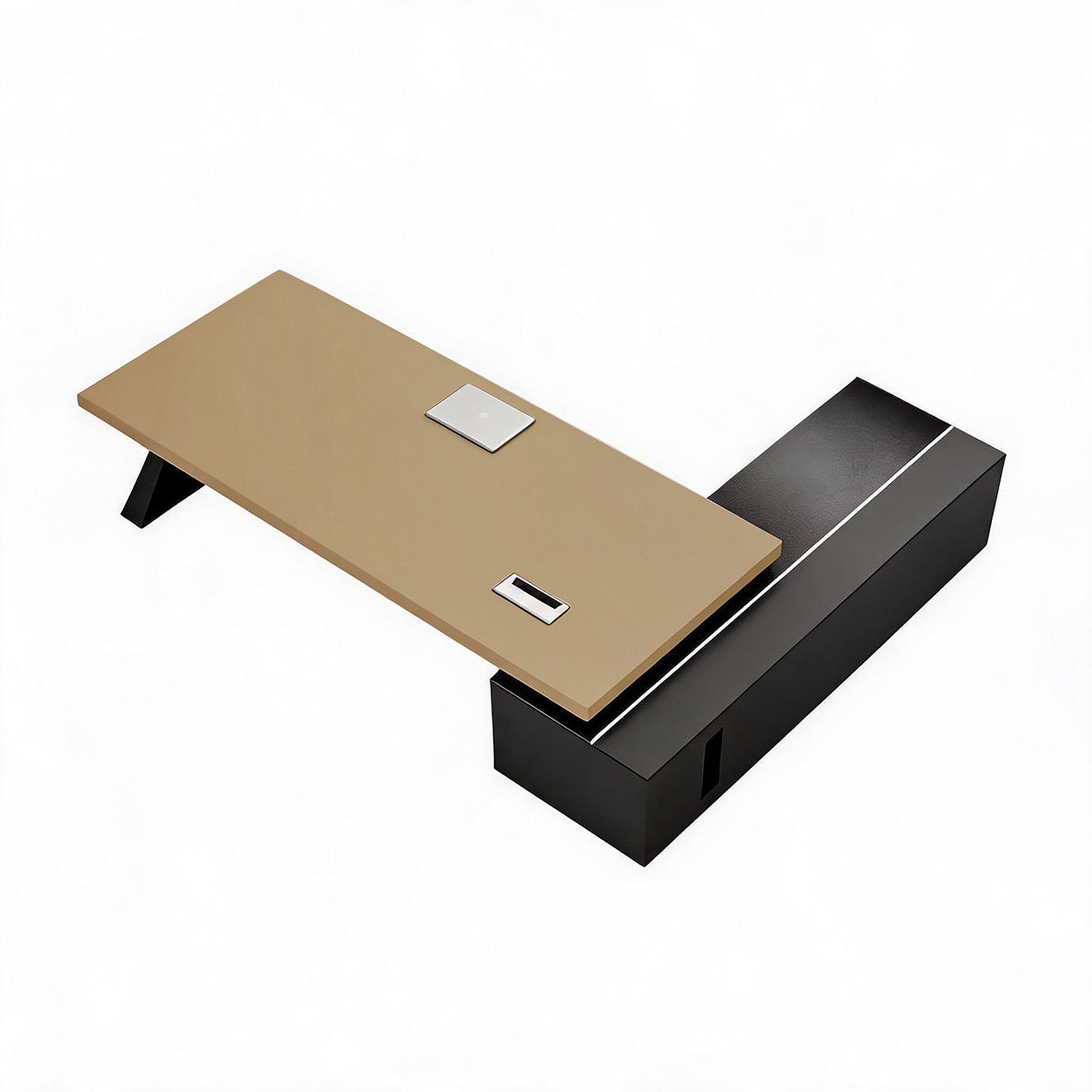 Modern L-Shaped Executive Desk 71–126 in Wide with LED Accent Lighting, Ample Storage, for Home Office & Metal Base