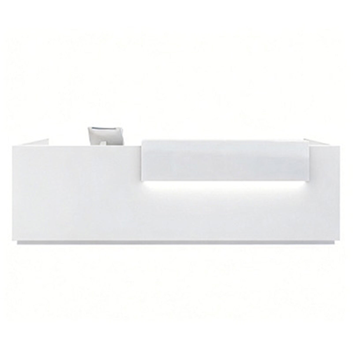 Luxury Modern Reception Desk Wood Veneer Lacquer LED Lighting Storage