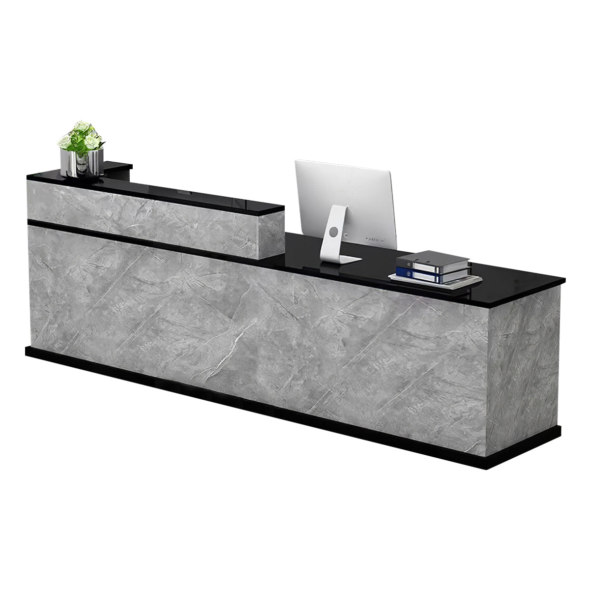 Minimalist Modern Functional Reception Desk with Thick Tabletop