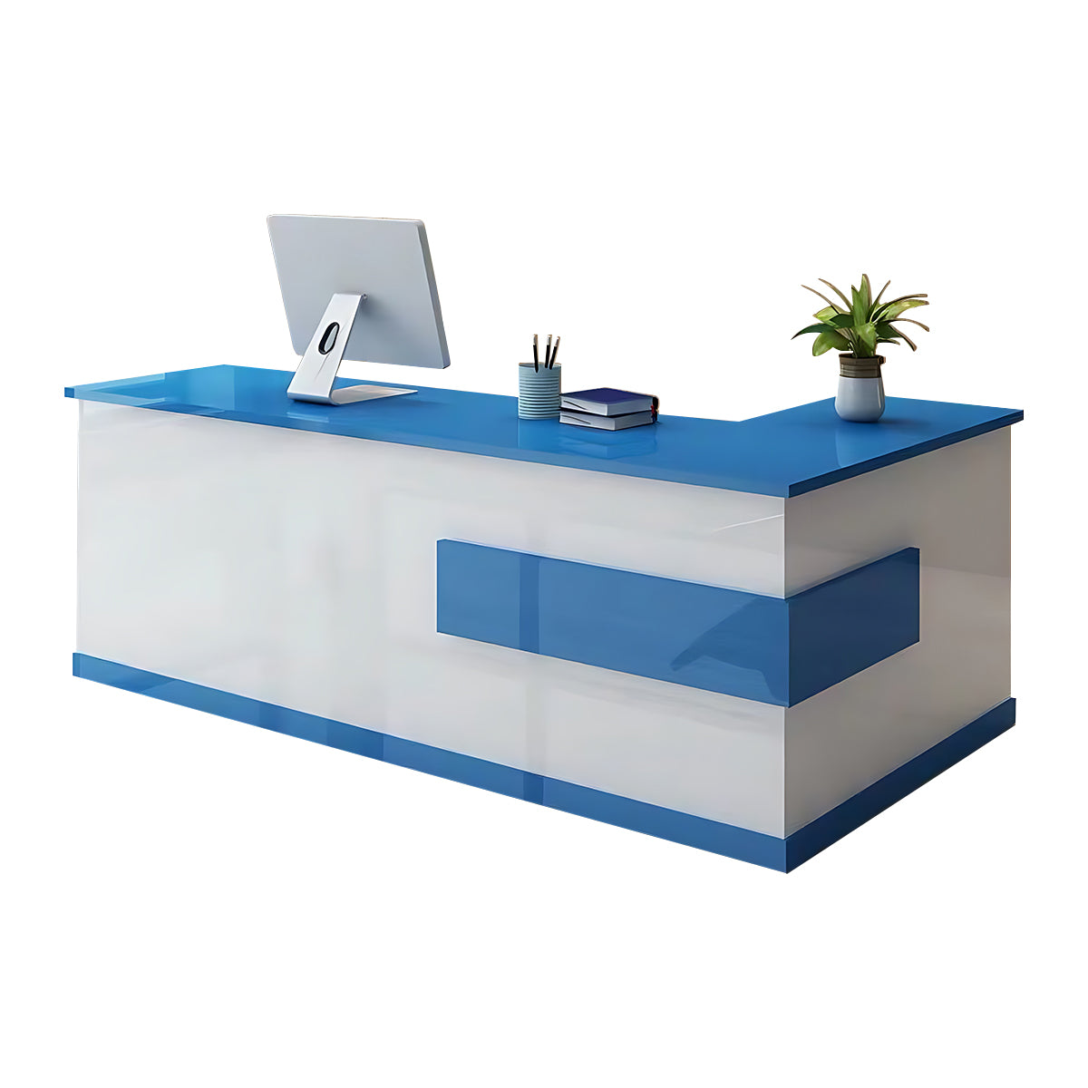 Sleek Luxurious L-Shaped Reception Desk with Thick Desktop