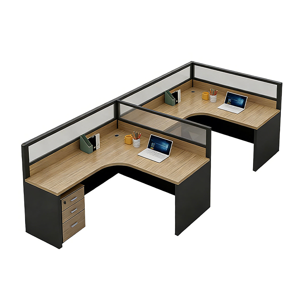 Modern Minimalist Office Desk – Two-Tone Office Workstation with Cable Management