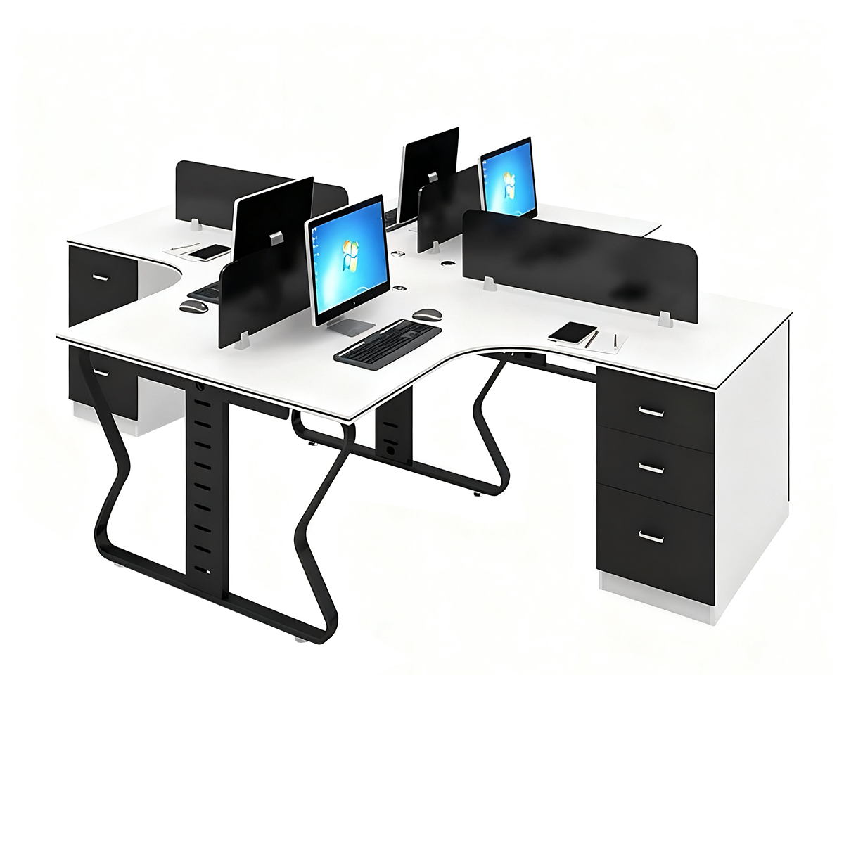 Modular Office Desk Eco-Friendly Board Steel Frame Cable Management