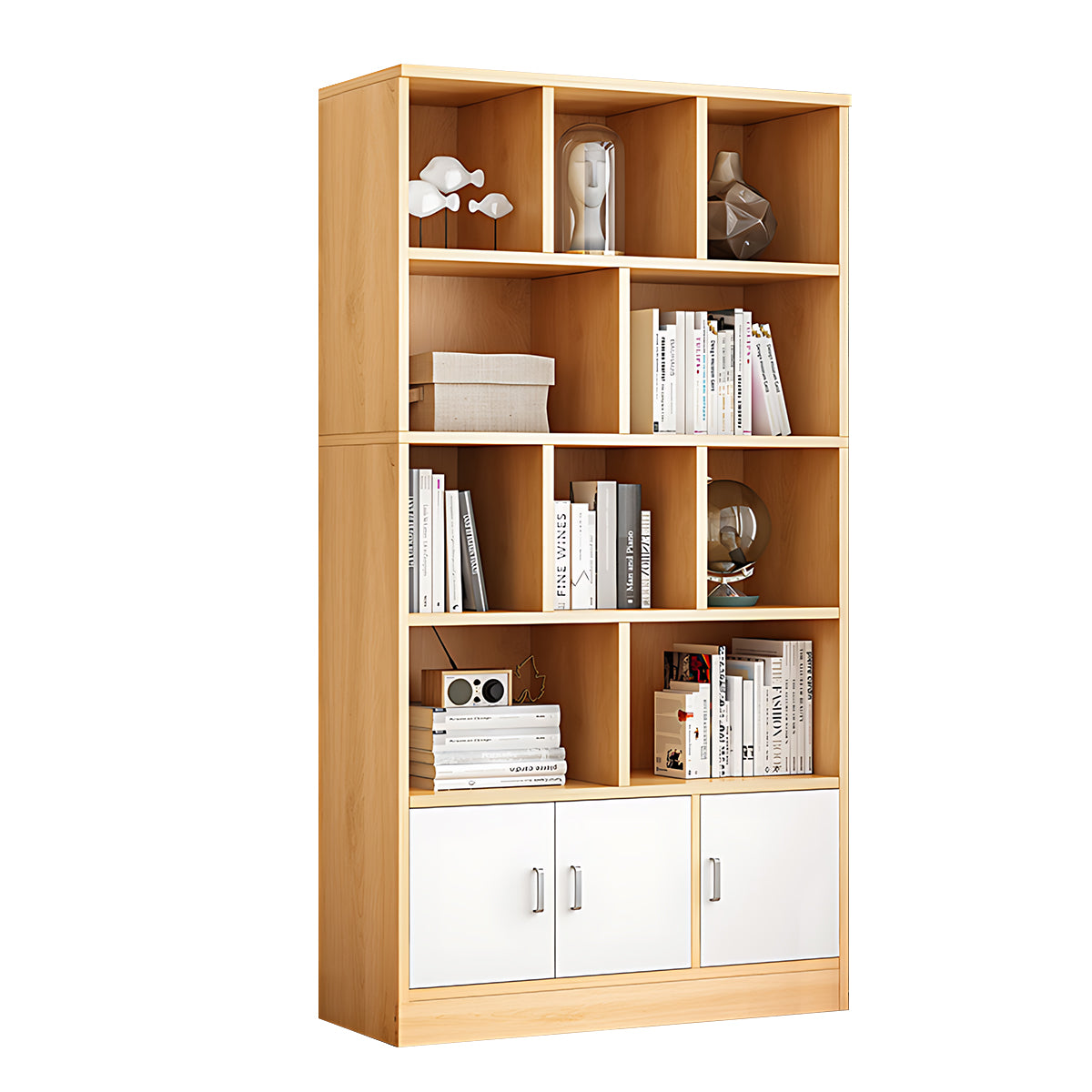 Minimalist Wooden Floor-Standing Bookshelf with Open Storage