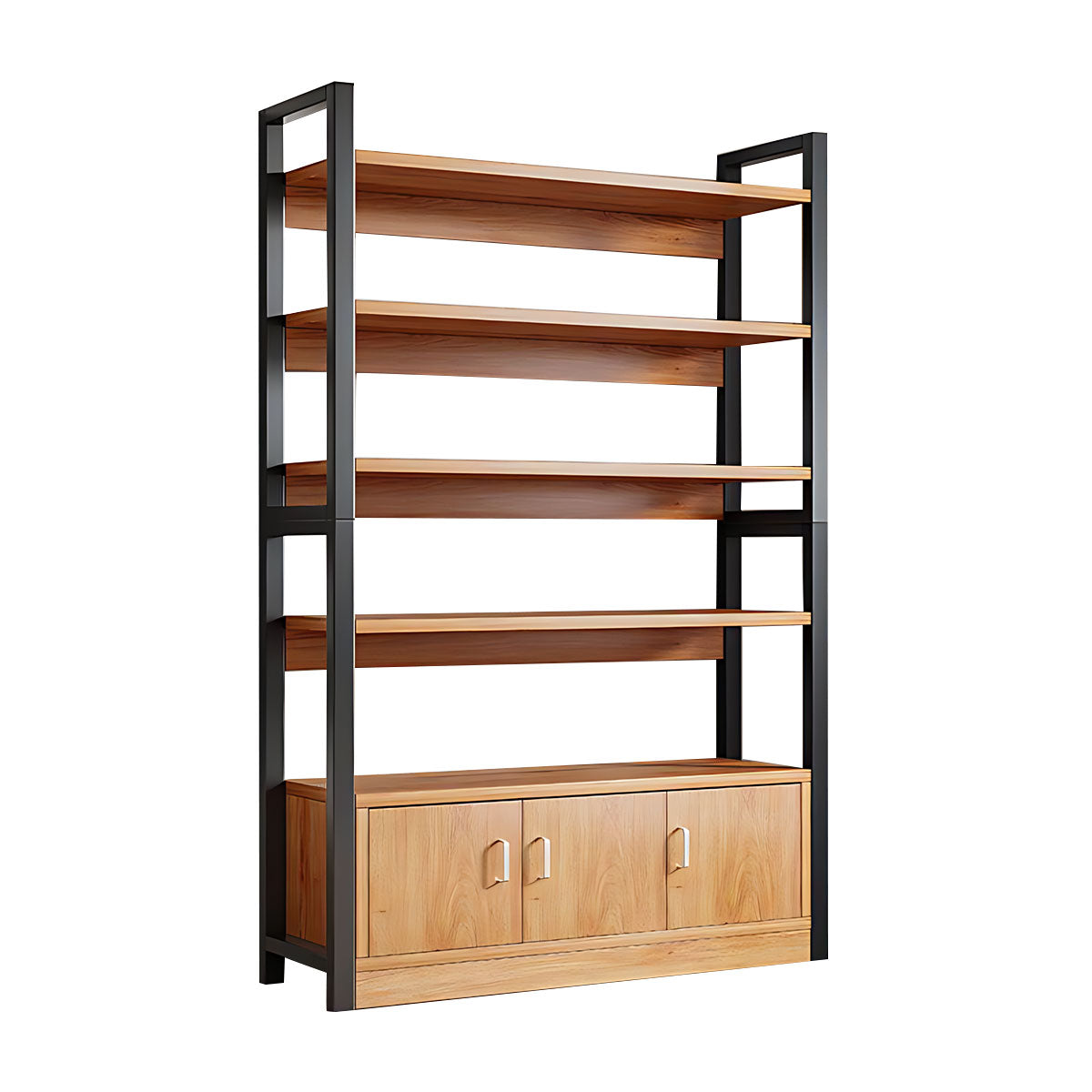 Modern Bookshelf with Thick Wood Shelves, Durable Open Storage