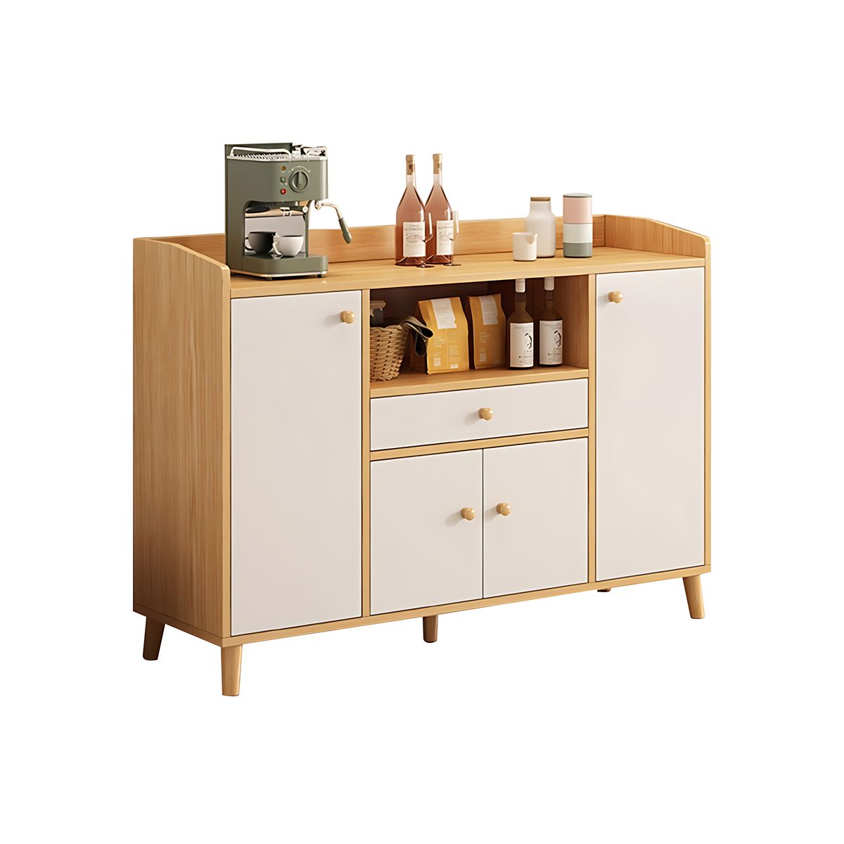 Refined Scratch-Resistant Sideboard with Open Storage and Drawers