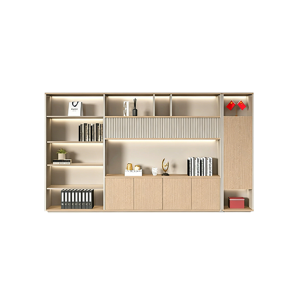 Sleek Storage Cabinet with LED Lighting for Organized Offices