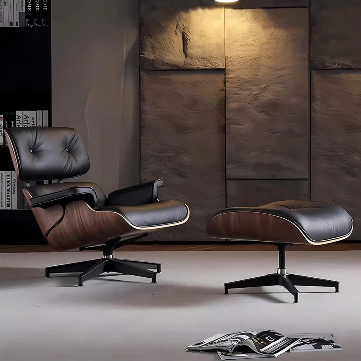 Stylish Indoor Living Room Chair, main product view, Stylish Indoor Living Room Chair With Genuine Leather & Natural Wood（Stock Items） finish, for...