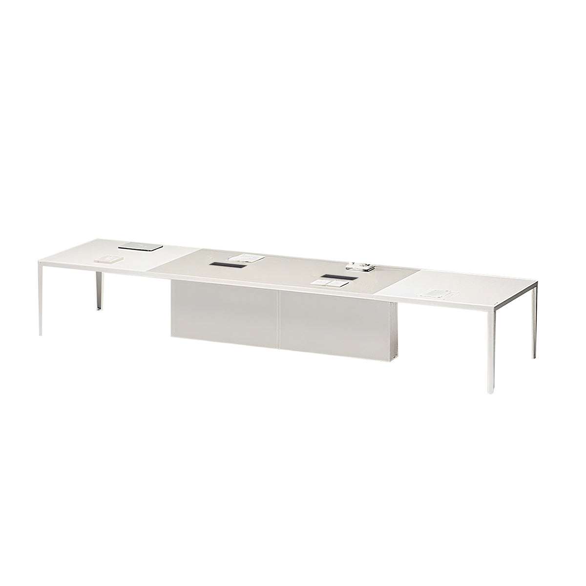 Modern Minimalist Eco Conference Table Thick Top Cable Box Rounded Edges