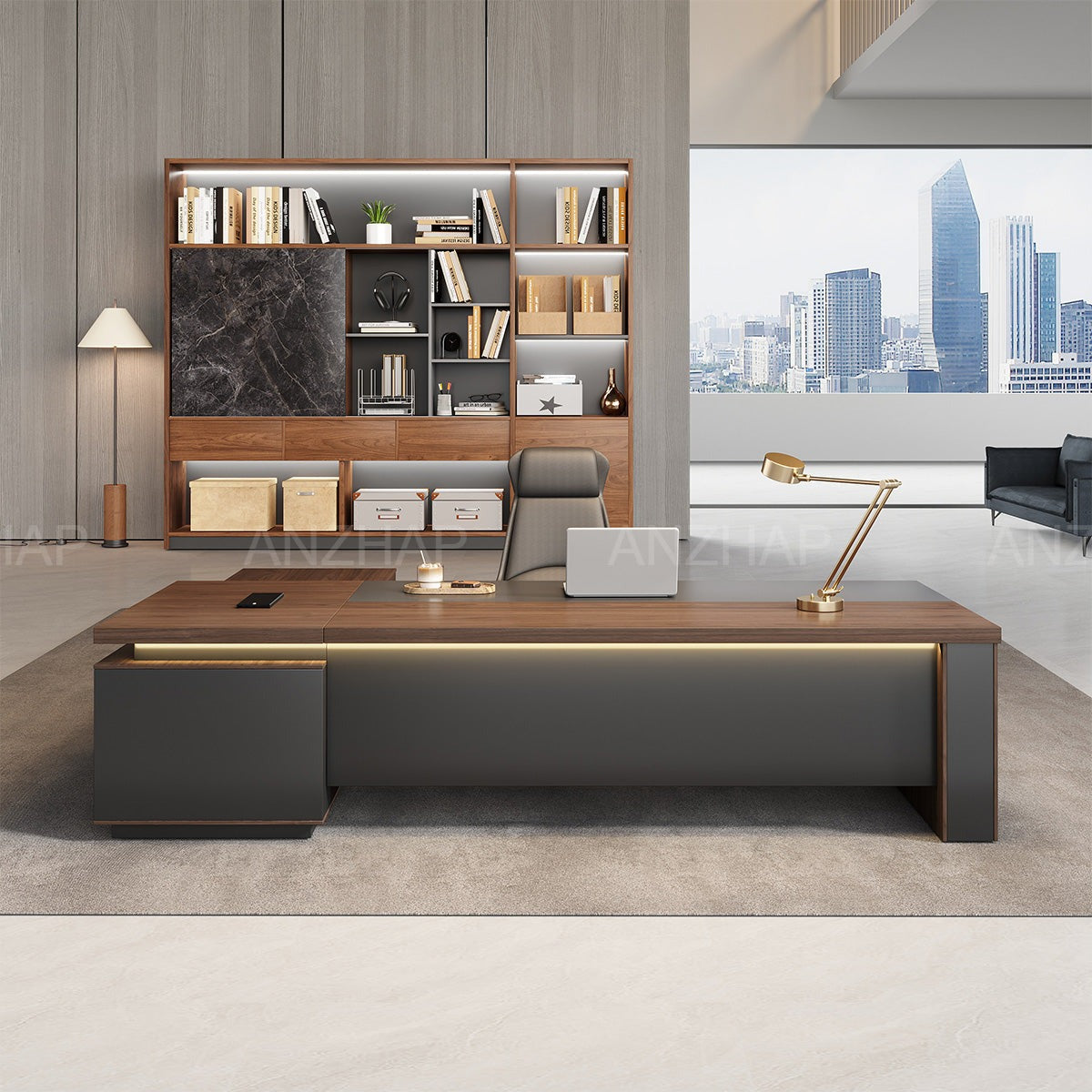 Timeless L-shaped Executive Desk with Spacious Legroom（Stock Items）