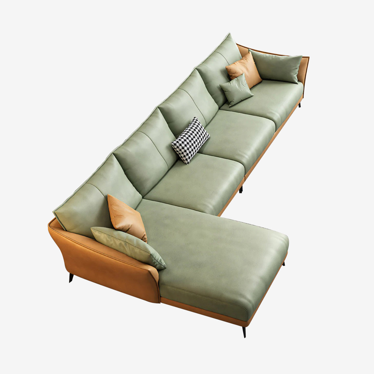 Modern Leather Sectional Modular Sofa with Chaise